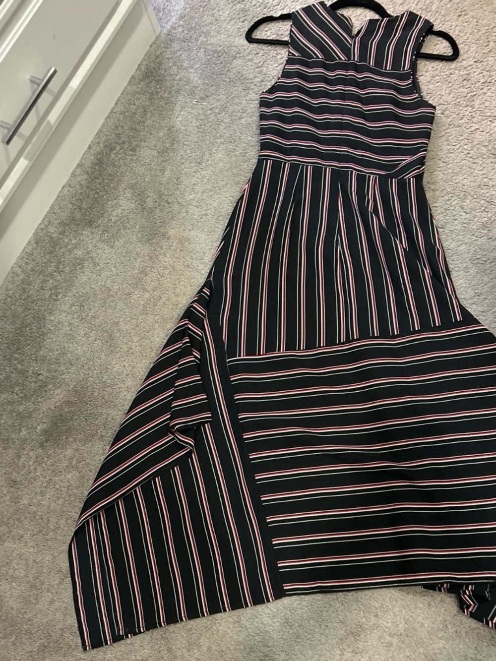 Chelsea28 Black Maxi Dress with Pink and White Stripes